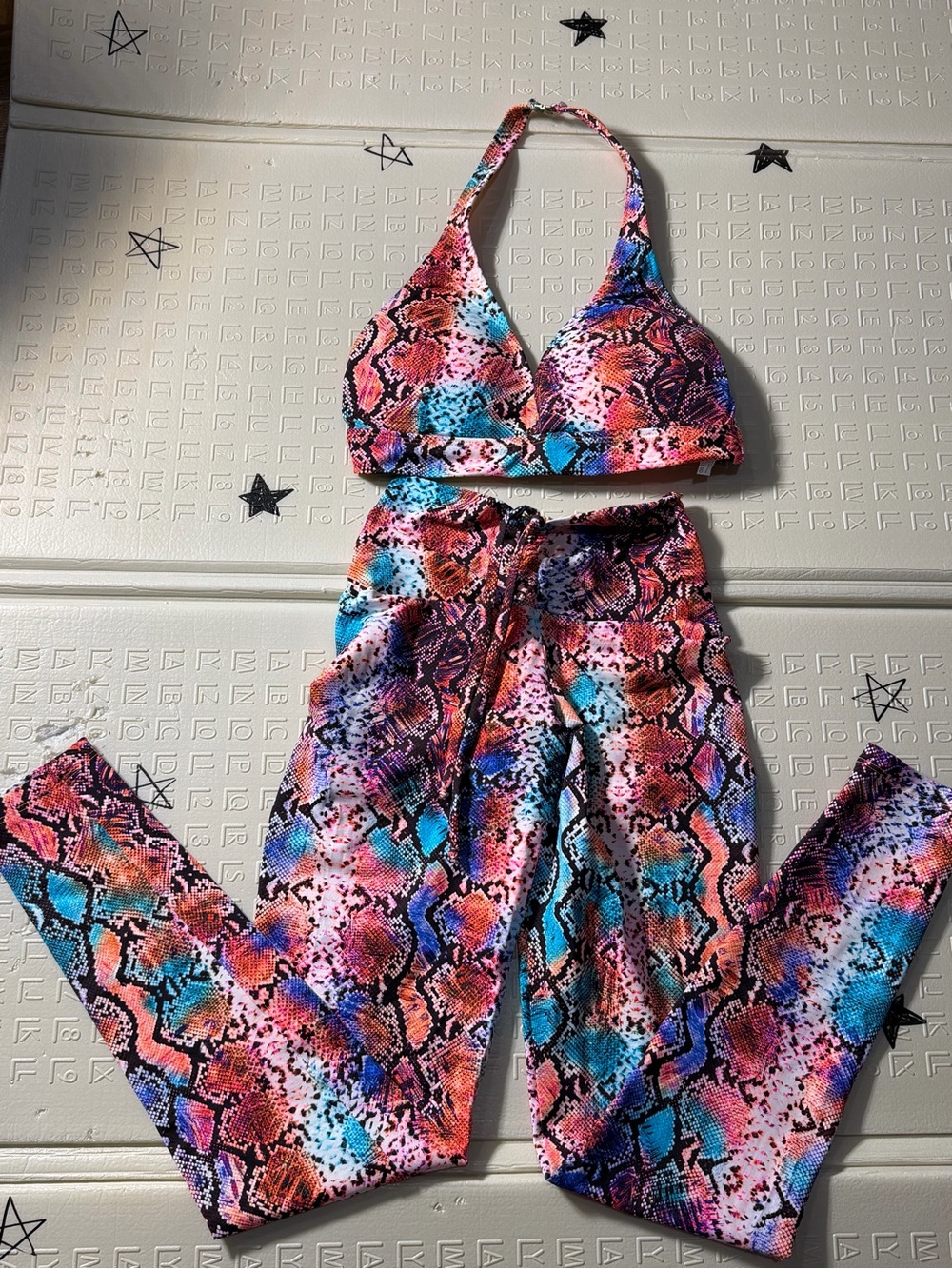 Printed Snake-Pattern One-Piece Set in Multicolor